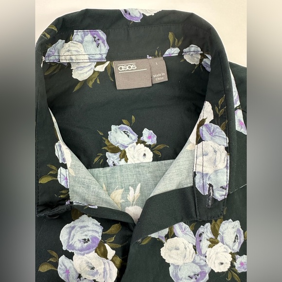 ASOS Design skinny floral print shirt in navy. Size L - Picture 5 of 7